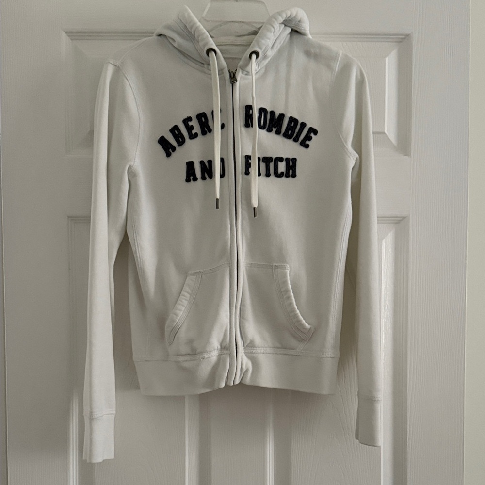 Abercrombie & Fitch White Zip-Up Hoodie